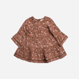 Organic Belle Dress Ditsy Clay